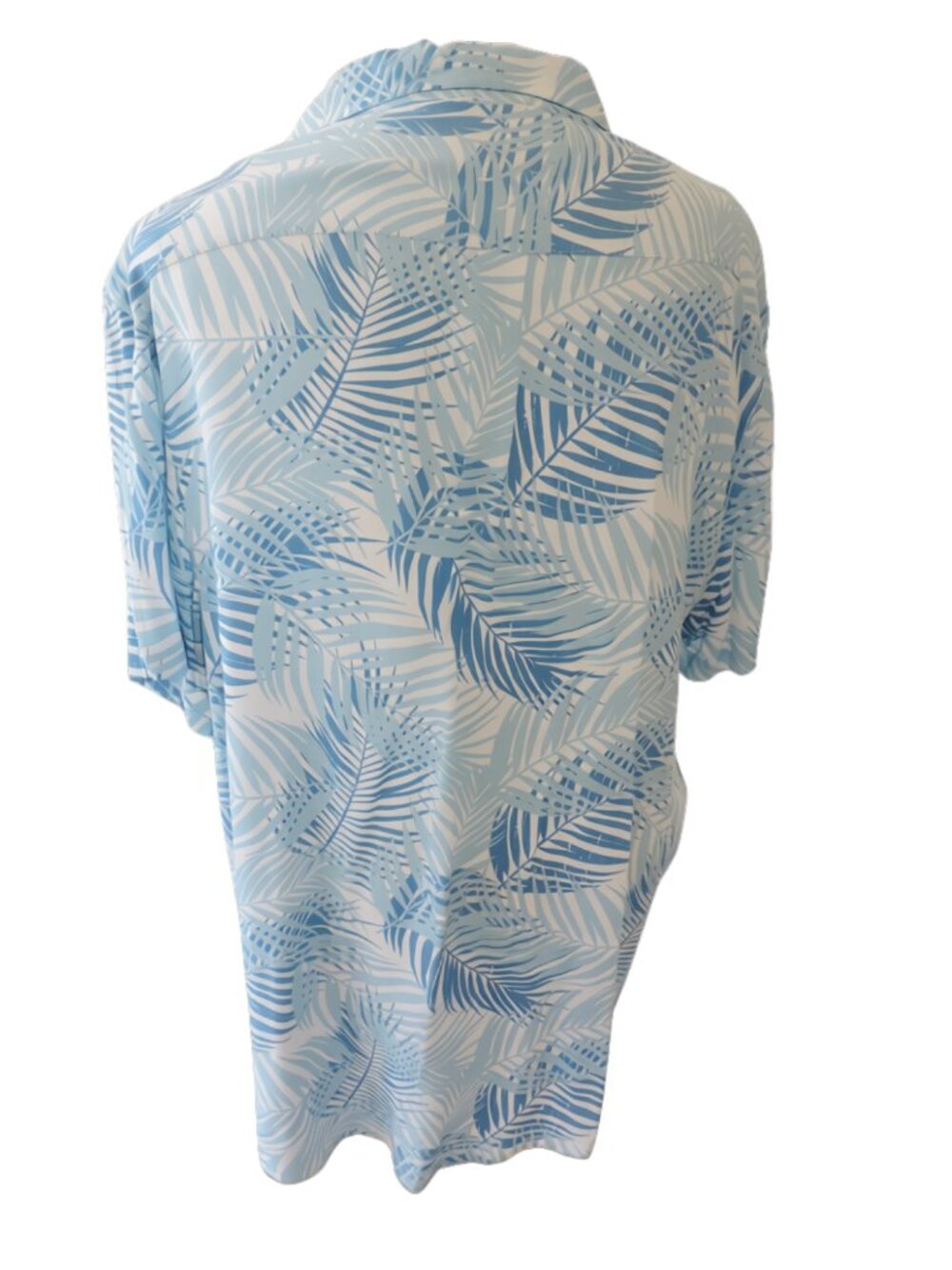 Lee Blue and White Tropical Leaf Short-Sleeve Button-Up Shirt - Picture 2 of 2